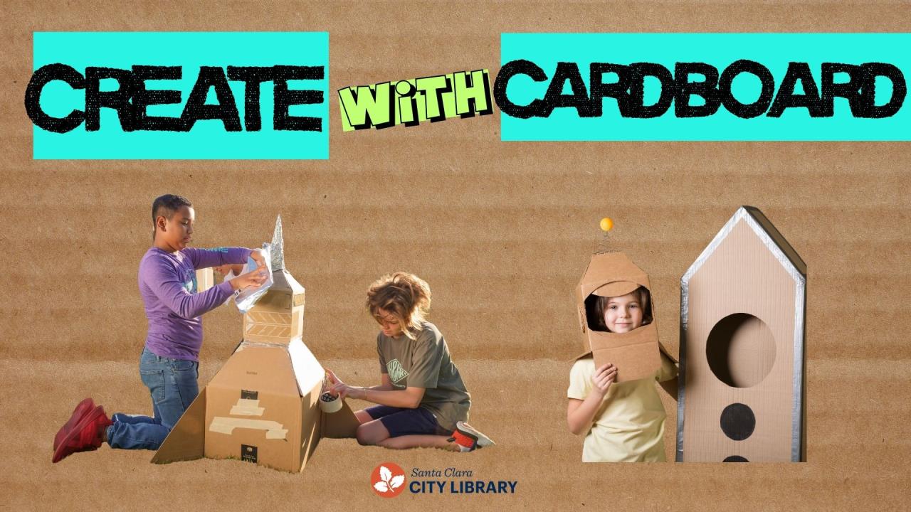 Photo of children making things with cardboard